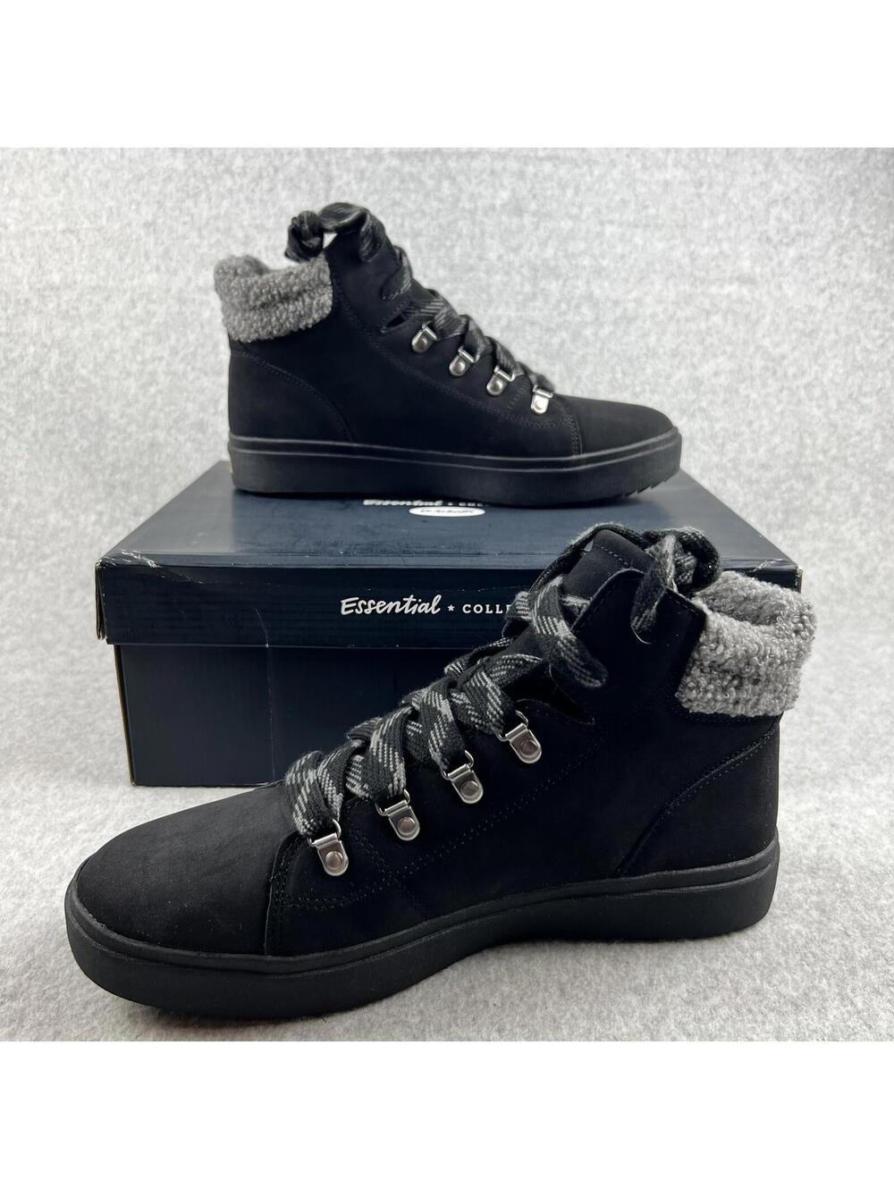 Dr.Scholl’s Sneaker Boots Womens Size 6.5 Hiking Faux Suede Mid Top Wool Trim